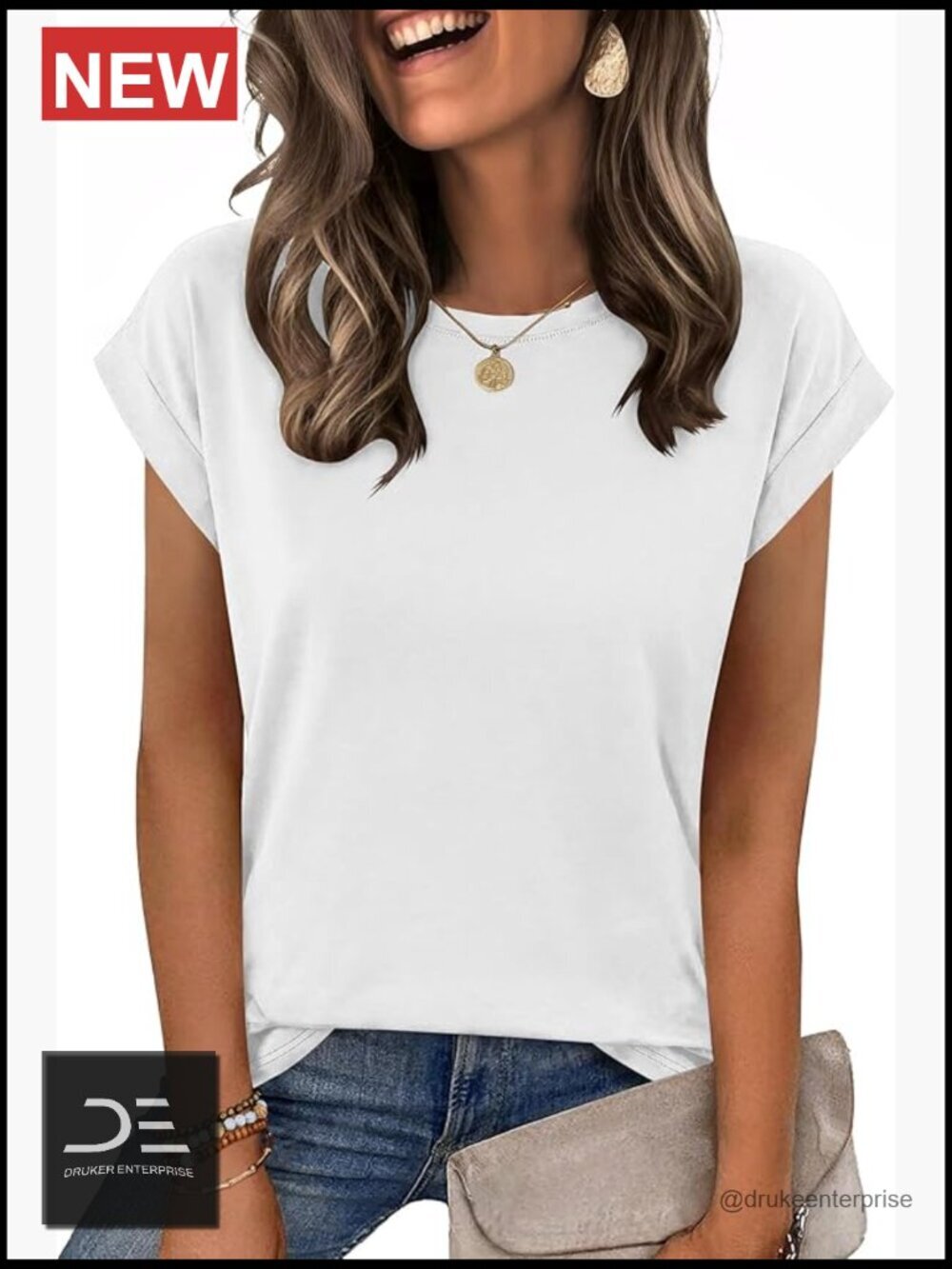 Cap Sleeve Crew Neck T-Shirt - Versatile Summer Top